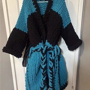 Cozy Black and Blue Knit Cardigan
